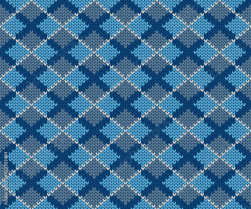 nahtlos Hintergrund, Tapete - Pullover, Strickmuster - blaue Karos