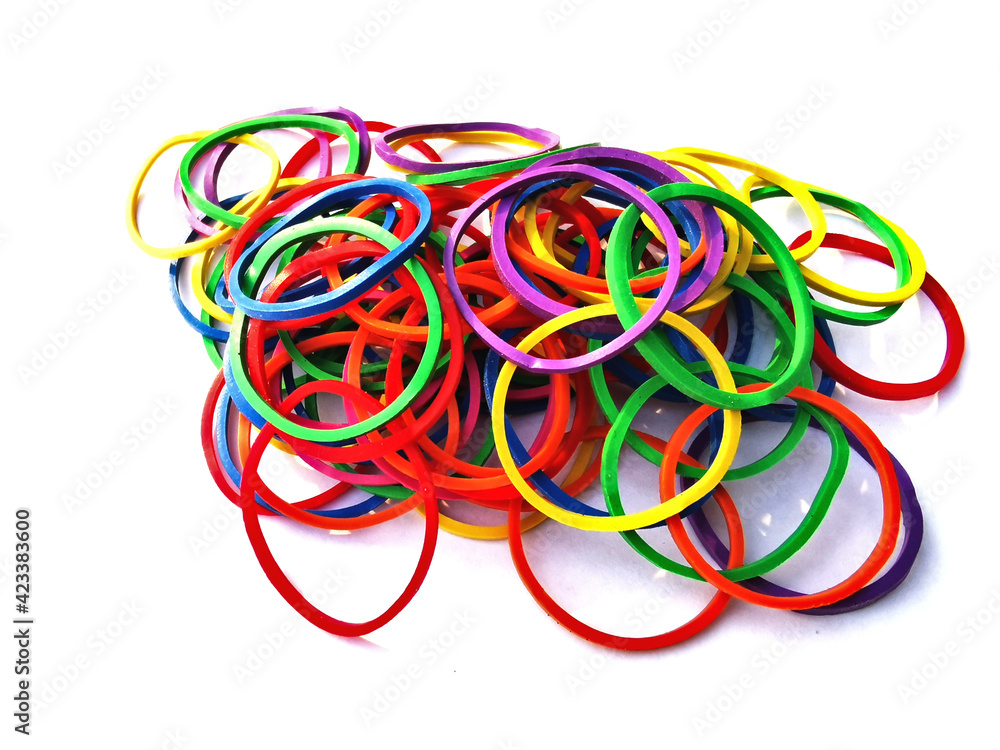 Rubber bands of various colors Rubber bands of various colors