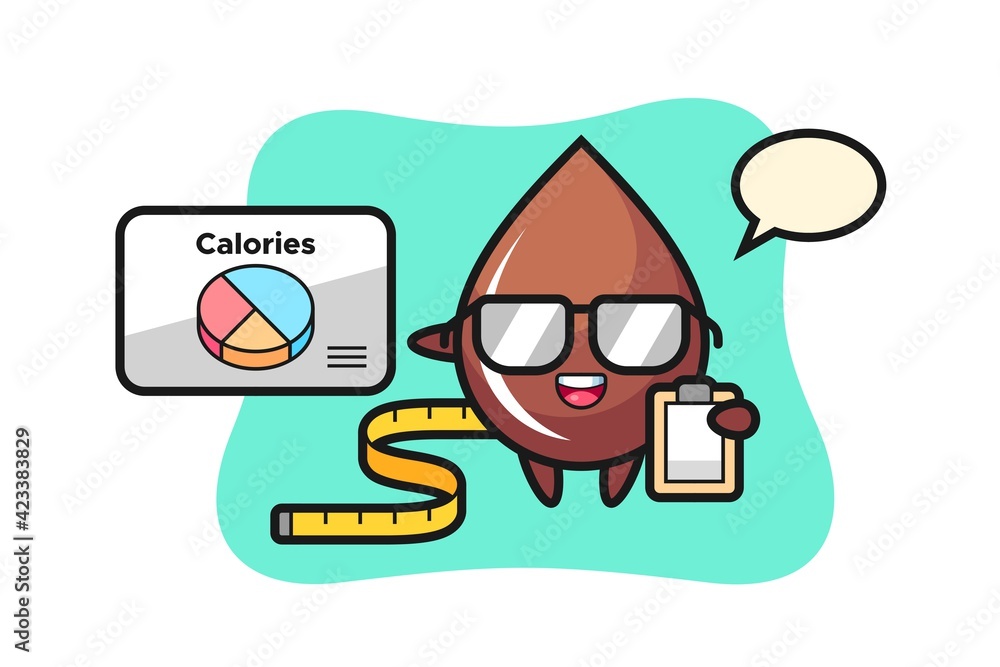 Illustration of chocolate drop mascot as a dietitian Illustration of chocolate drop mascot as a dietitian