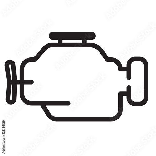 Symbol of internal combustion Engine Simple thin line vector
