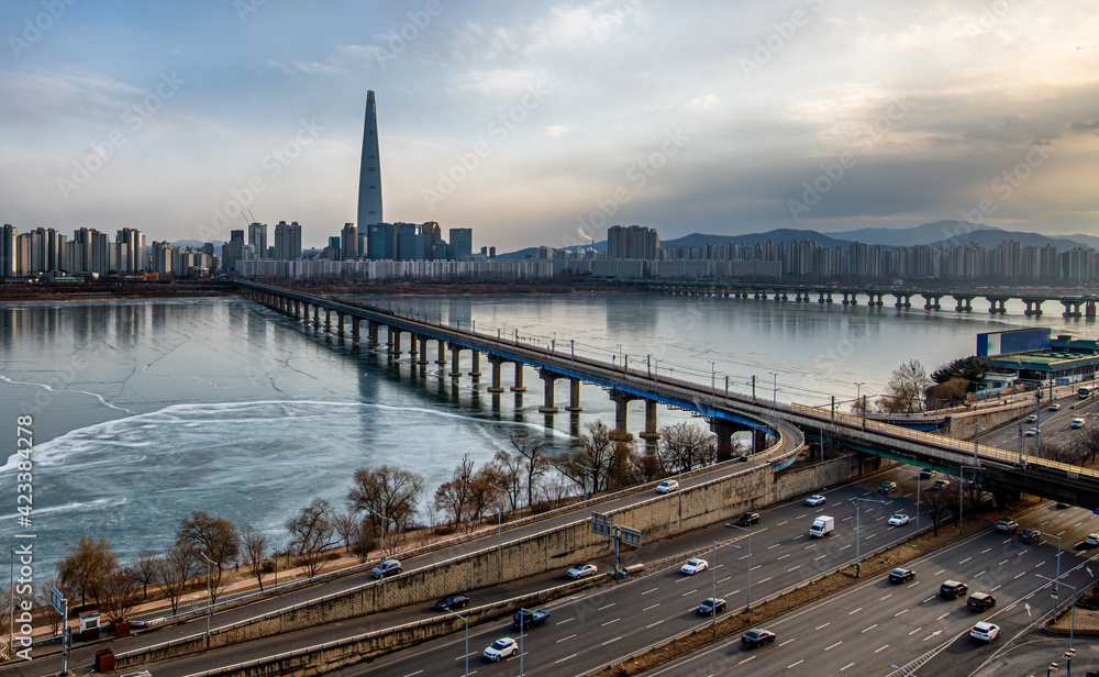 View of Han river in Seoul city, South Korea