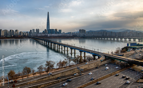 Obraz na płótnie View of Han river in Seoul city, South Korea w salonie