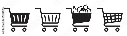 Obraz na plátne Shopping cart icon set, Full and empty shopping cart symbol, shop and sale, vect