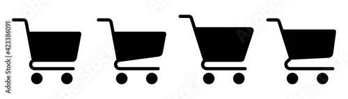 Shopping cart icon set, shopping cart symbol in flat style, shop and sale, vector illustration