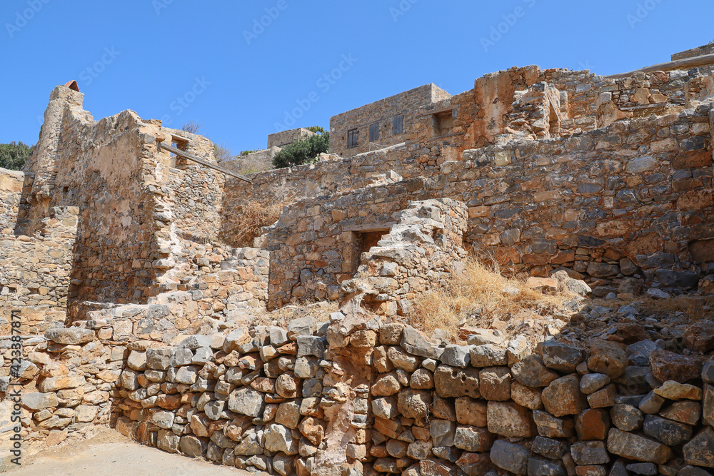 The abandoned village of Spinalonga in Crete, Greece