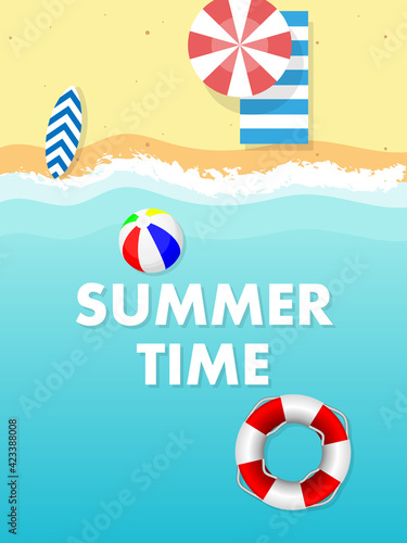 Summer beach sea banner, vector art illustration.