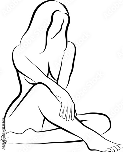 sketch of woman touching her leg