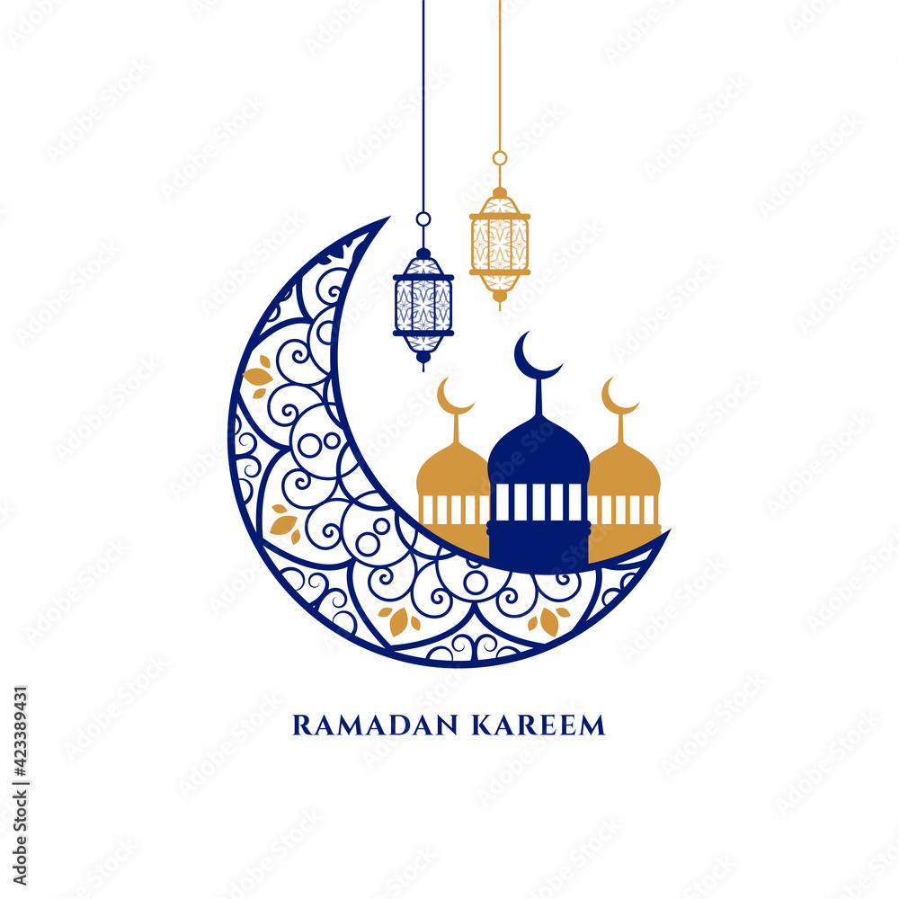 flat ramadan kareem decorative islamic greeting design