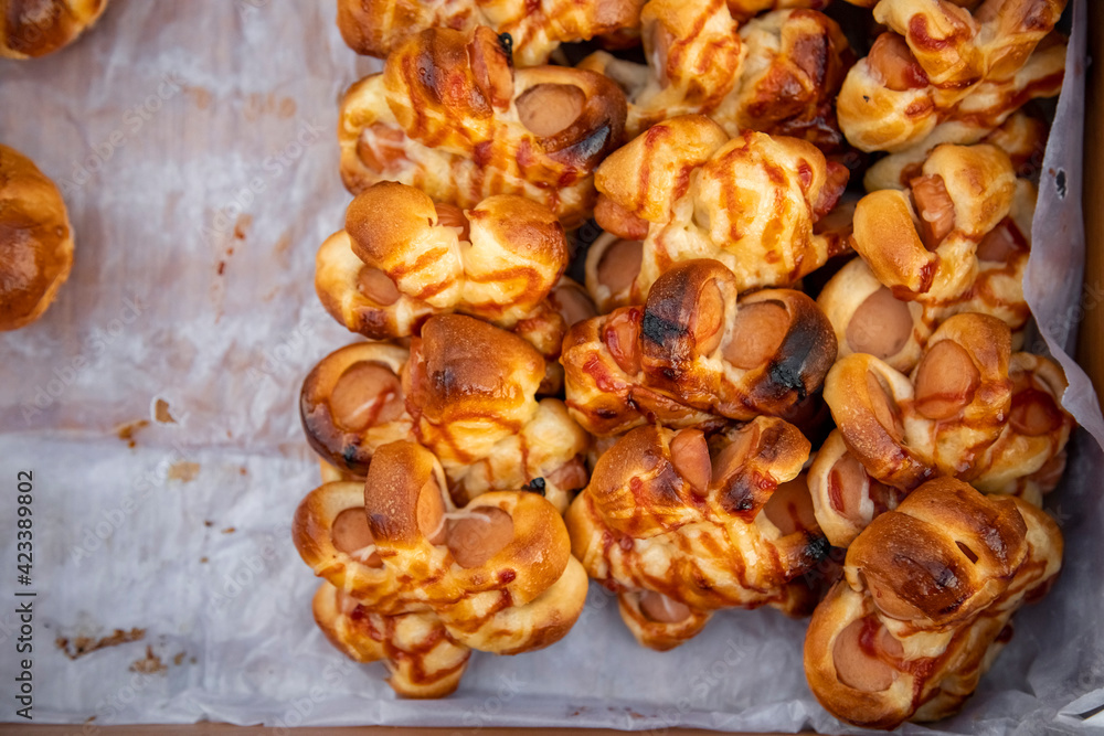 fresh delicious baked goods on parchment for baking top view fresh delicious baked goods on parchment for baking top view