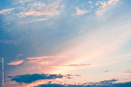 Beautiful summer sunset sky,  pink clouds © E.O.