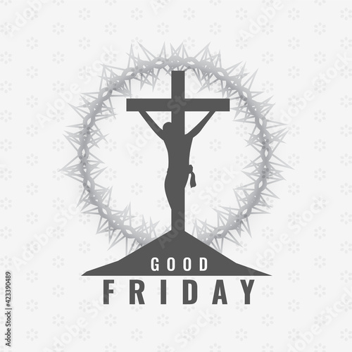 good friday background with cross and crown of thorns