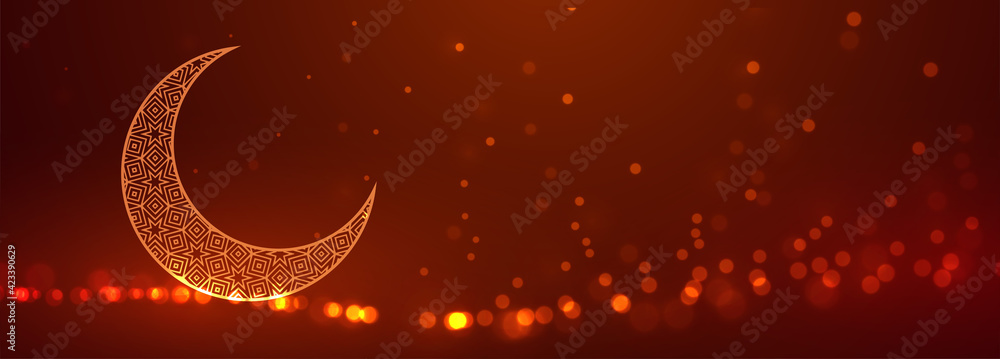 ramadan kareem banner with moon and sparkles ramadan kareem banner with moon and sparkles