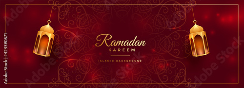 attractive red ramadan kareem decorative banner design