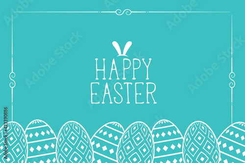 flat easter day card with decorative eggs design