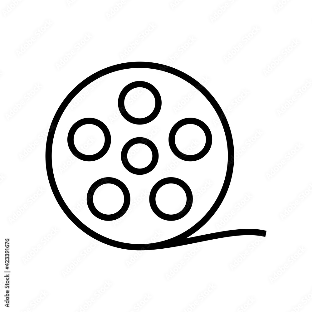 film reel iconicon design, outline style, vector eps10 film reel iconicon design, outline style, vector eps10