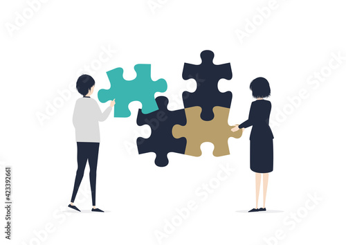 パズルのピースを持つビジネスマンのイラスト素材