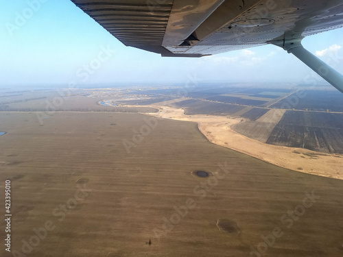 Aerial view of the saburb landscape (airplane image). Near Kiev
