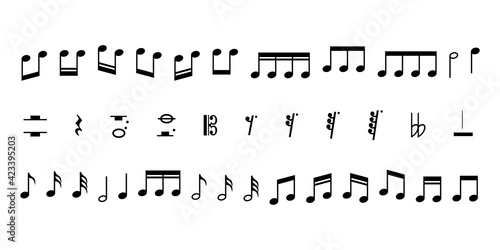 Collection of Music notes. Musical key signs. Vector symbols on white background. Vector illustration. EPS 10