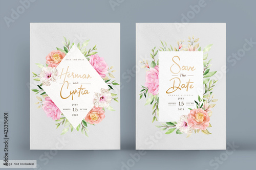 watercolor spring floral invitation card set