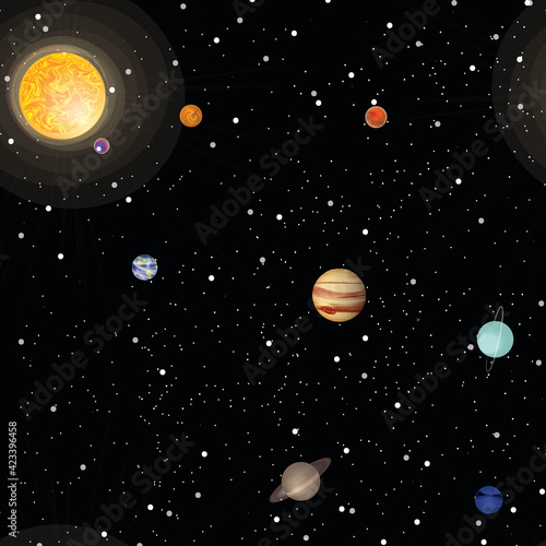 Hand Drawn Solar System Design - Repeatable Pattern Layout