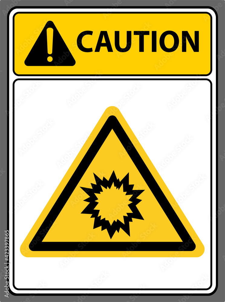 Warning From explosions or explosions fragments.,Caution sign Warning From explosions or explosions fragments.,Caution sign