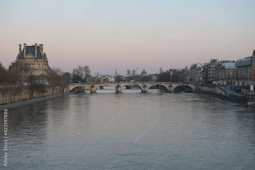 Fototapeta premium The bridge of Paris. march 2021, Paris.