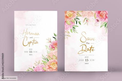 watercolor spring floral invitation card set