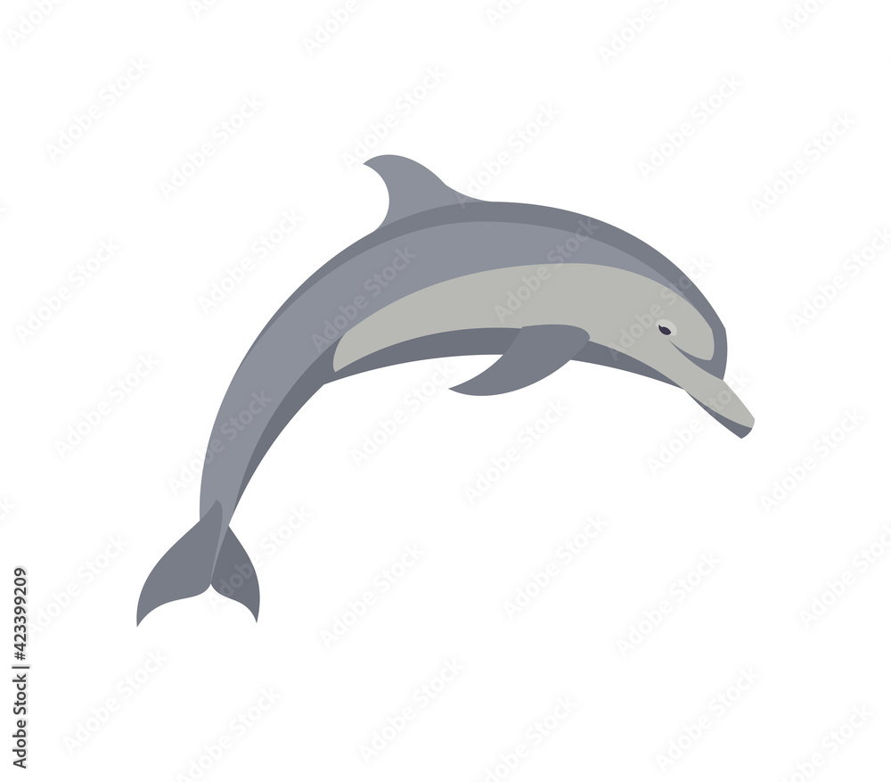 Obraz premium Flat dolphin. Vector illustration