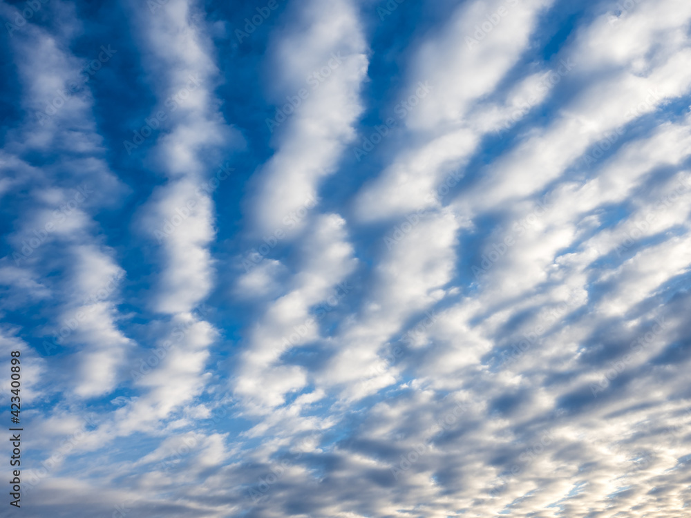 Bizarre white clouds in blue sky, natiral pattern in the sky