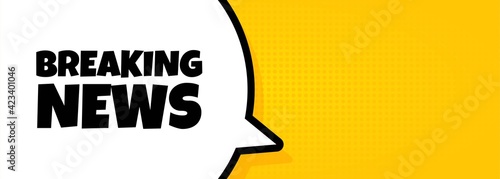 Speech bubble banner with Breaking news text. Loudspeaker. For business, marketing and advertising. Vector on isolated background. EPS 10