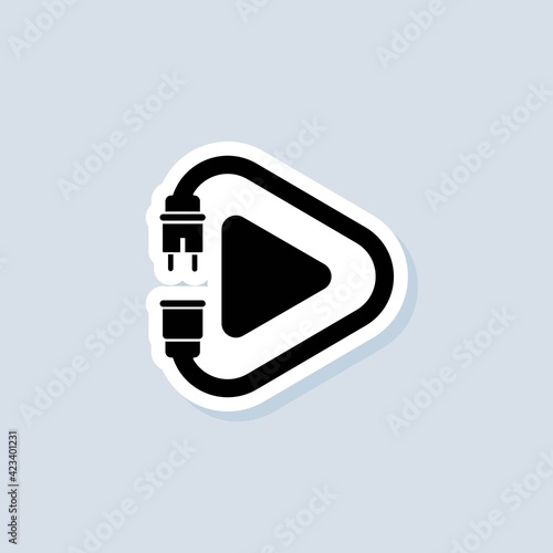 Play and plug sticker. Electric. Power cord. Technology icons. Vector on isolated white background. EPS 10