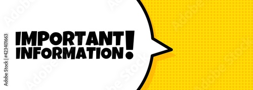 Speech bubble banner with Important information text. Loudspeaker. For business, marketing and advertising. Vector on isolated background. EPS 10