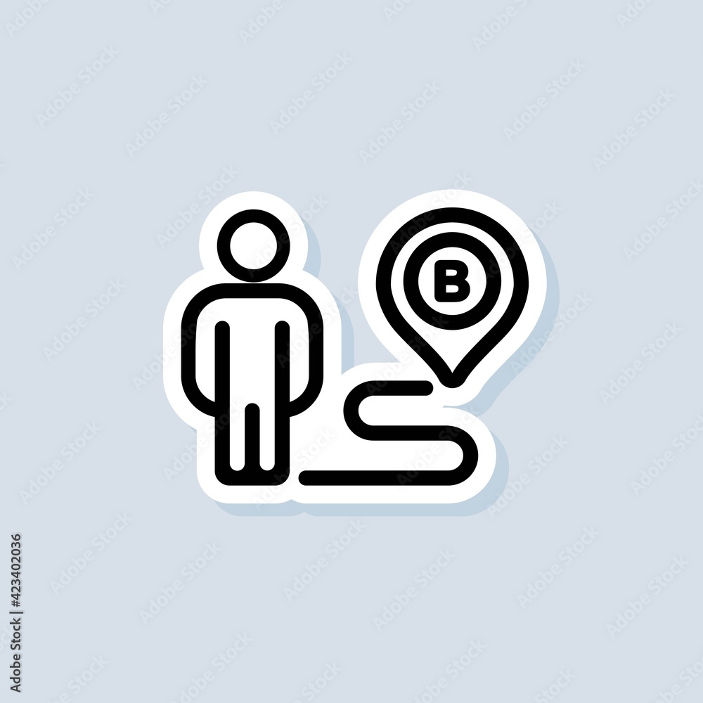Destination sticker. Route location. Map Location icon. Map pin, direction, paths, navigation. Vector on isolated background. EPS 10 Destination sticker. Route location. Map Location icon. Map pin, direction, paths, navigation. Vector on isolated background. EPS 10