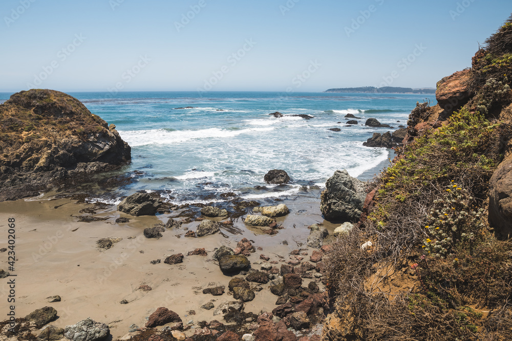 waves on rocky beach in Big Sur, California 