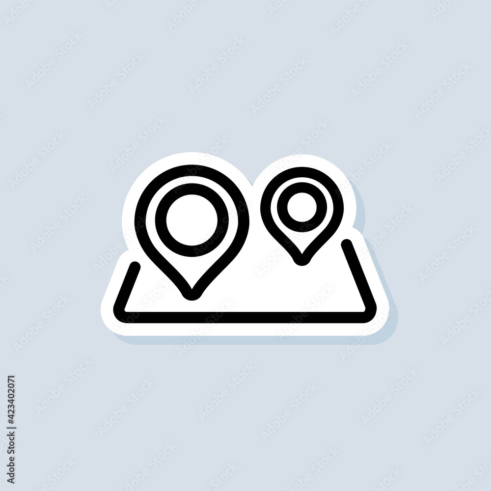 Cartography sticker. Map Location icon. Map pin. Route location. Vector on isolated background. EPS 10