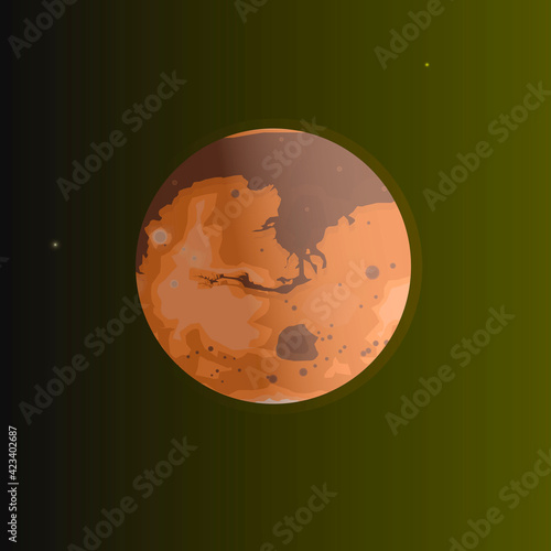 Planet Mars. Red Planet, vector illustration