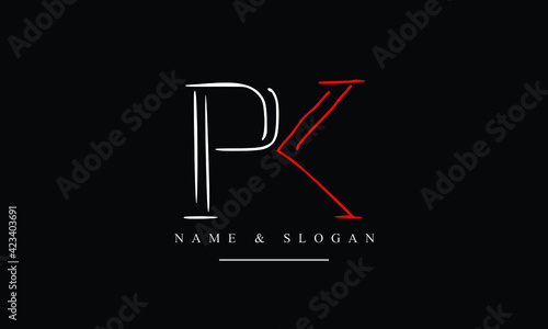 PK, KP, P, K abstract letters logo monogram