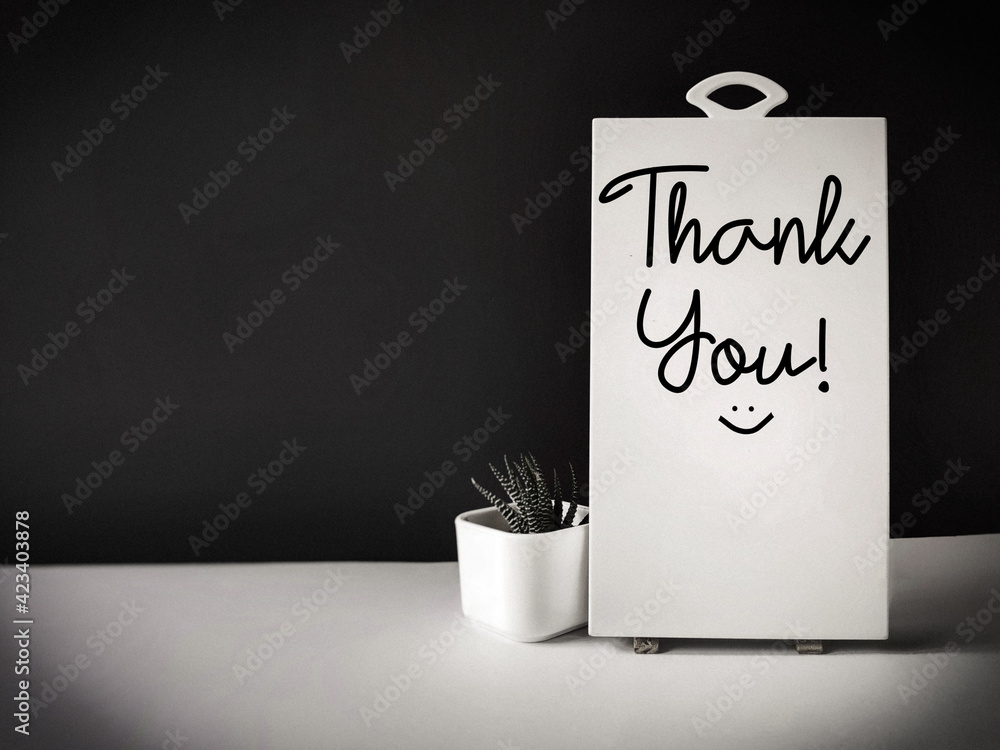Thank you text in vintage background. Front view. Stock Photo | Adobe Stock