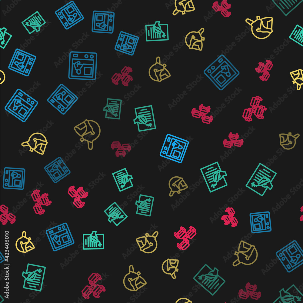 Set line Television report, Petition, Police helmet and Traffic jam on seamless pattern. Vector Set line Television report, Petition, Police helmet and Traffic jam on seamless pattern. Vector