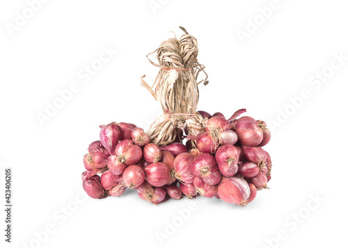 Red onion isolated on white background.