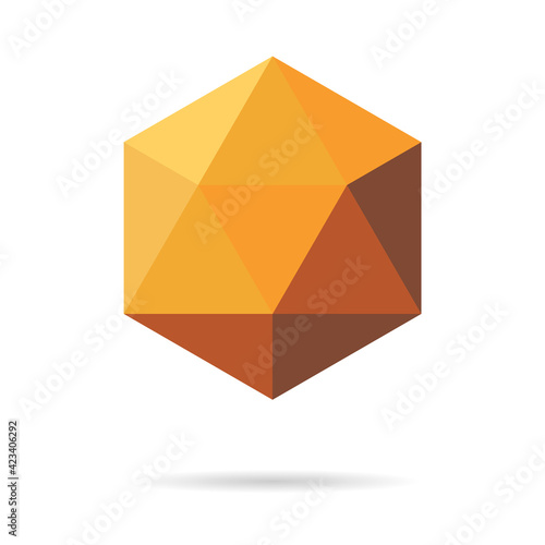 Low poly geometric polygon, transform triangle vector logo, art with shadow concept isolated on background.