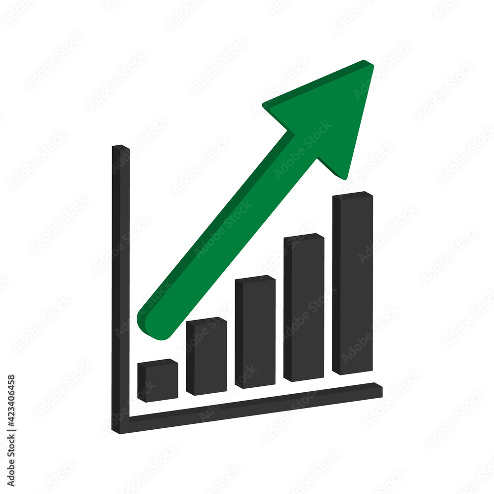 Growing economic symbol, flat modern button icon, object isolated on white background Growing economic symbol, flat modern button icon, object isolated on white background