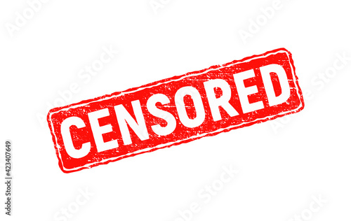 Censor control security sign sticker. Censure red stamp label, censored icon