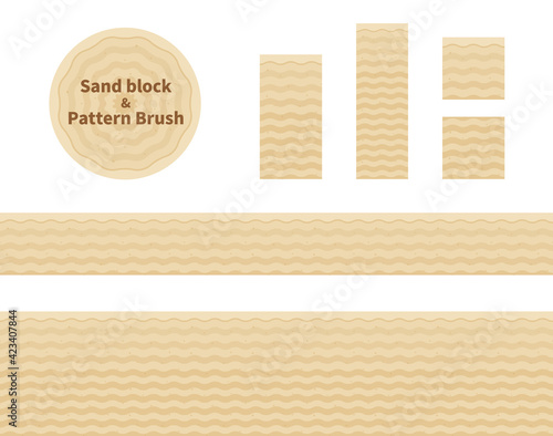 横スクロールゲームの砂の地面_ブロックとパターンブラシ_イラスト素材