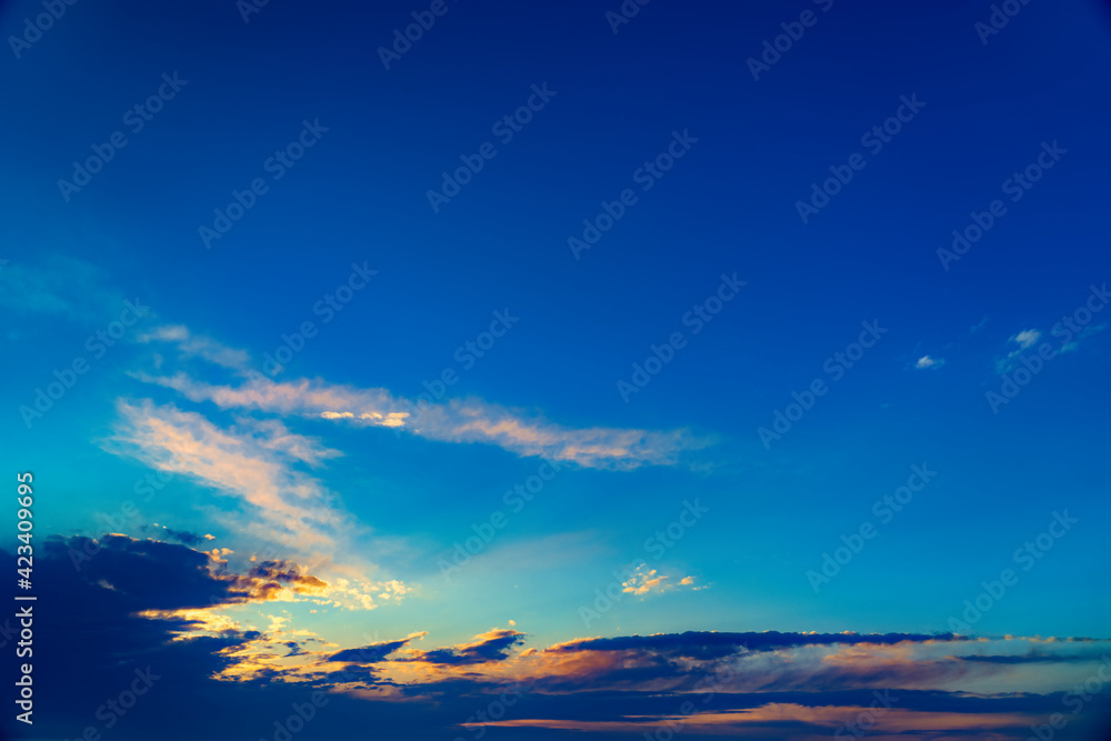 Beautiful blue sunset as background