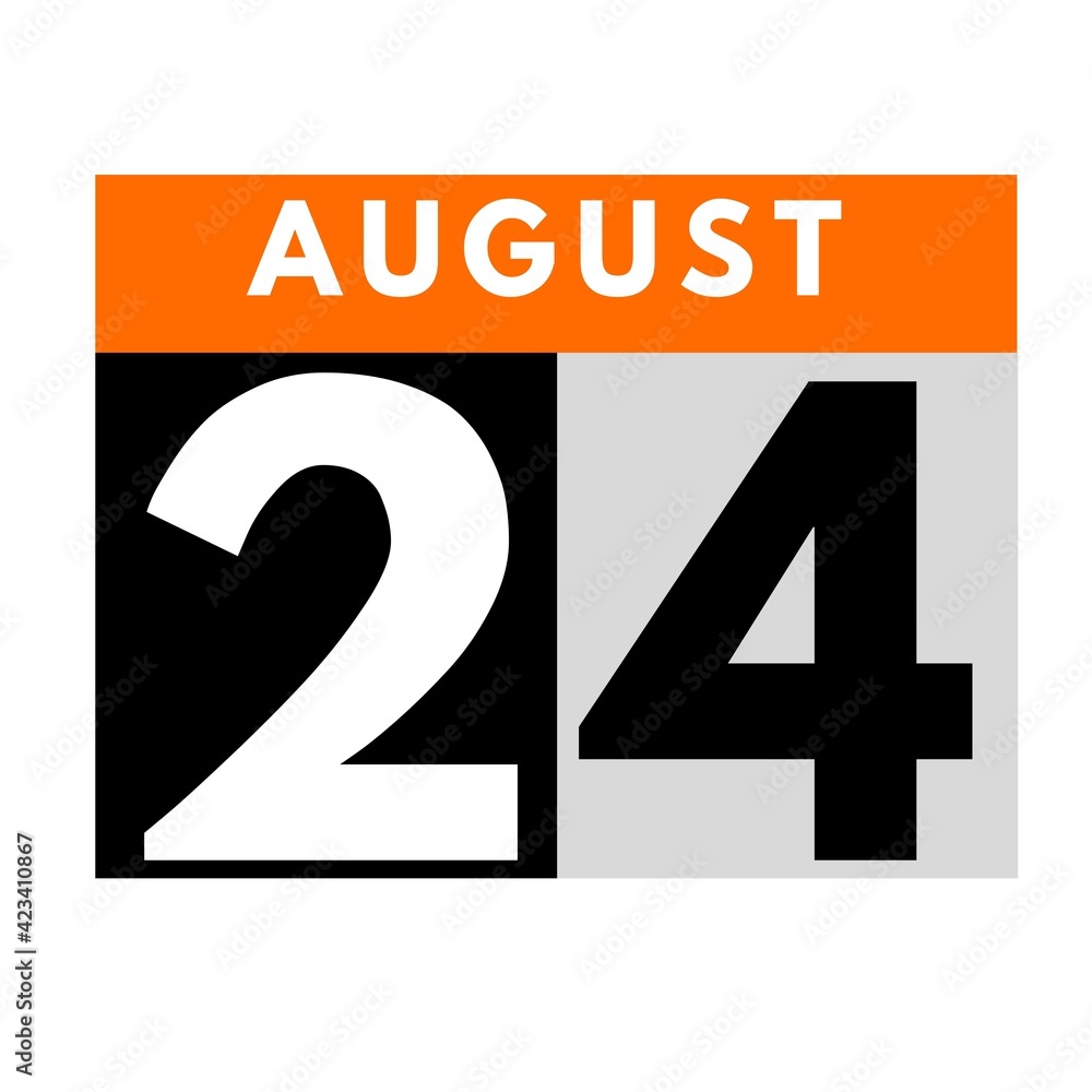 August 24 . flat daily calendar icon .date ,day, month .calendar for the month of August