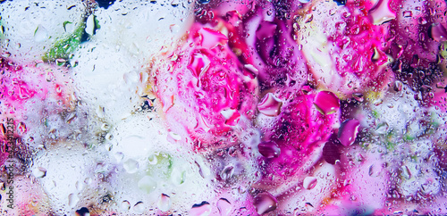Fototapeta Naklejka Na Ścianę i Meble -  abstract colorful background, abstract colorful background with bubbles, water drops on a glass, colorful flower background with water drops, hd colorful abstract wallpaper