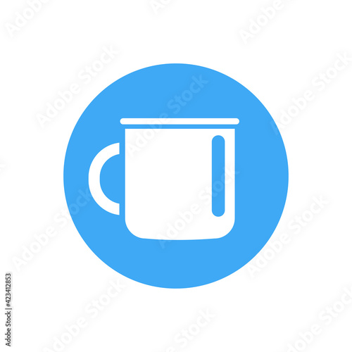 Cute enamel mug for tea or coffee. Vector flat design illustration on a transparent background.