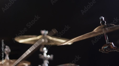 Close up of a drummer playing a crescendo on crash cymbal