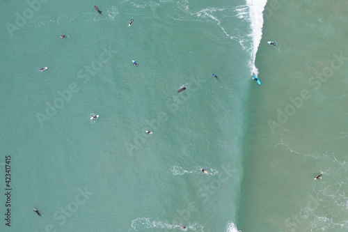 Aerial photograph taken near Newquay Harbour, Newquay, Cornwall, England 
